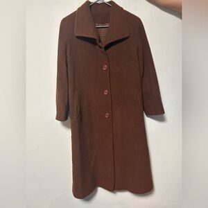 Pure Virgin Wool and Cashmere Brown Women's Long Coat